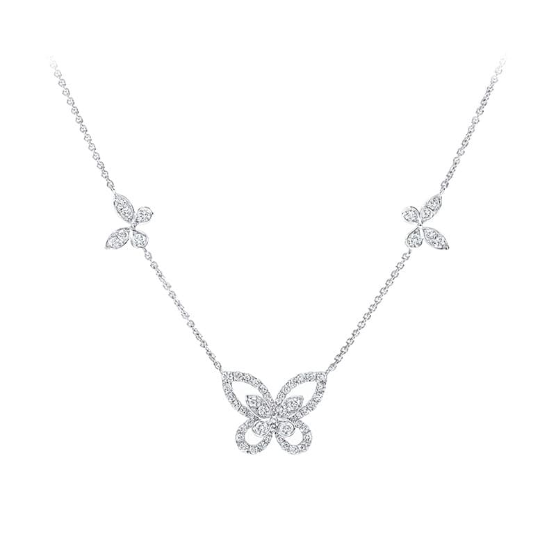 Elegant halsband med fjärilar Silver