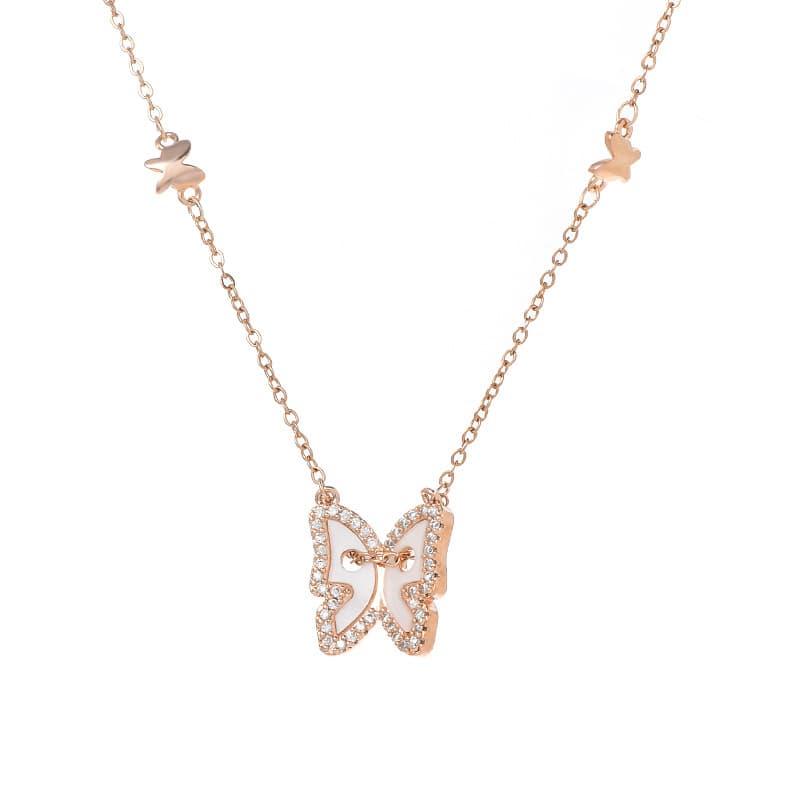 Elegant halsband med fjärilar Rose guld