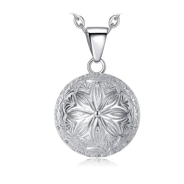 Silverpläterad Blomma Gravid Bola Halsband