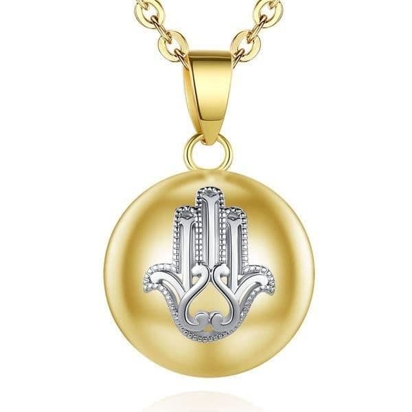 Graviditet Bola halsband med Hand of Fatima guld silver