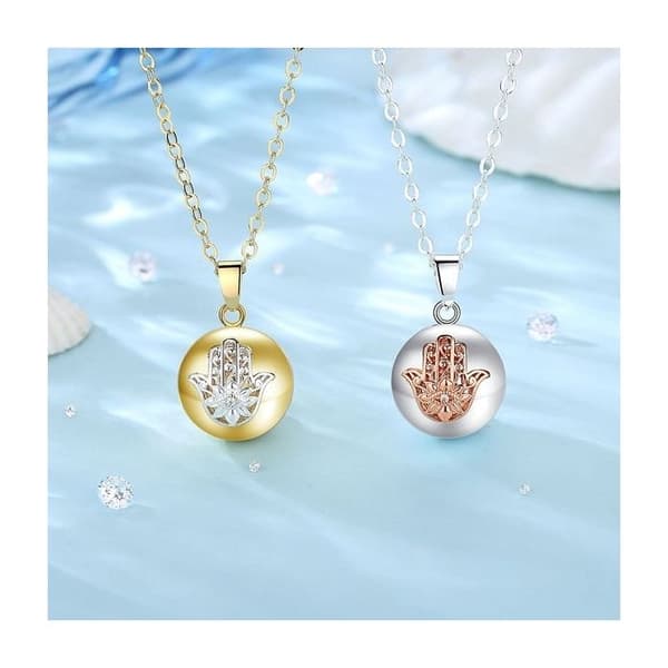 Graviditet bola halsband med Hand of Fatima lotusblomma juvel