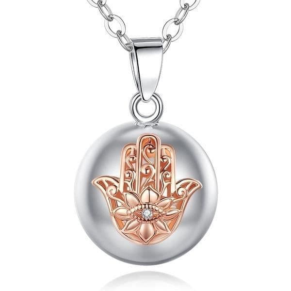 Graviditet bola halsband med Hand of Fatima lotusblomma juvel