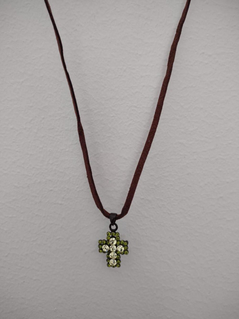 Halsband | Läderband med pärlkorset
