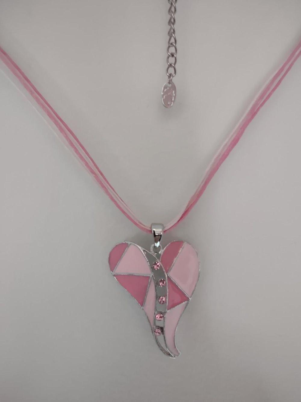 Halsband | Rosa hjärthängen