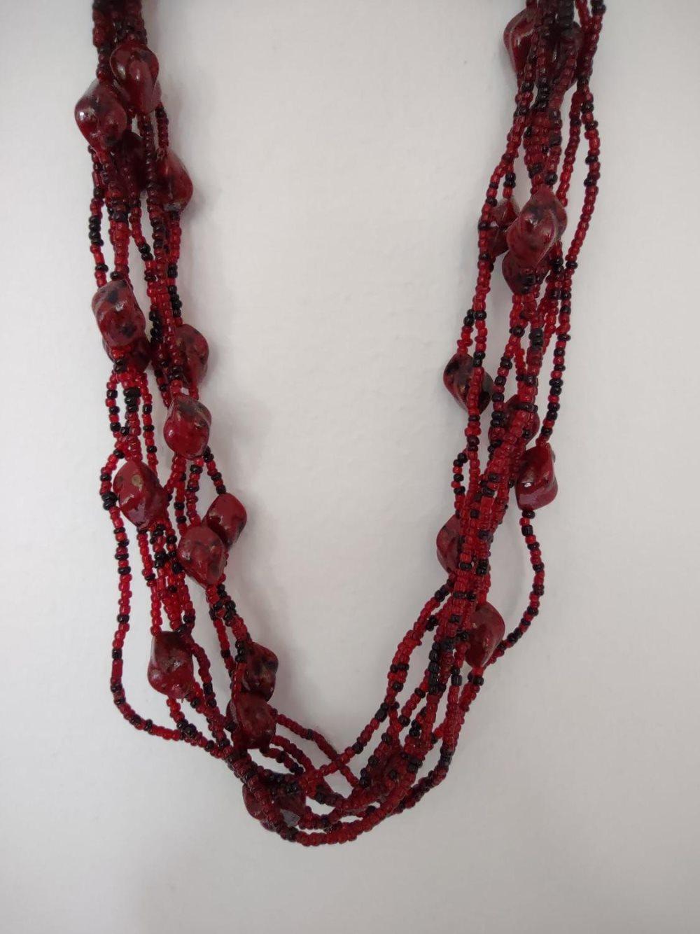 Halsband | Bohemian burgundy med örhängen