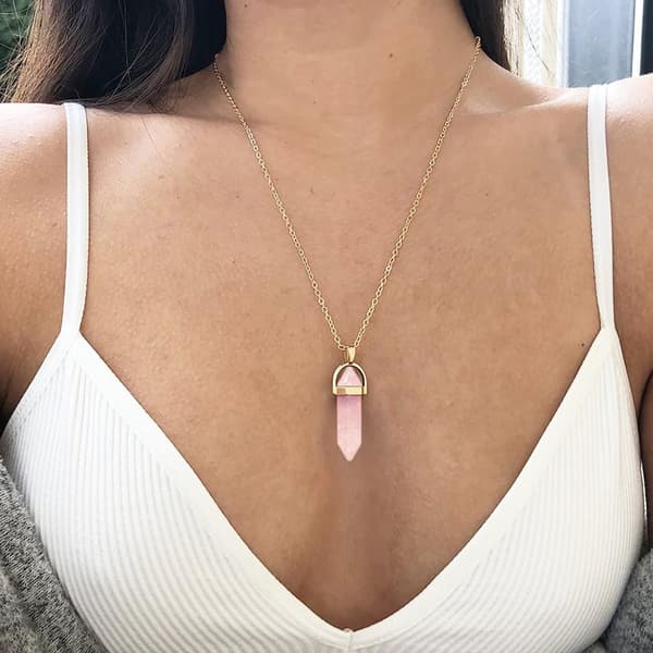Halskjede med Krystall - Rosa