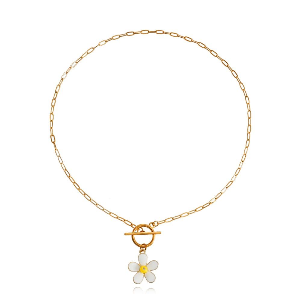 Blomma hänge halsband Guld
