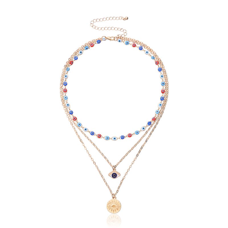 Multi-Layer Evil Eye halsband Guld
