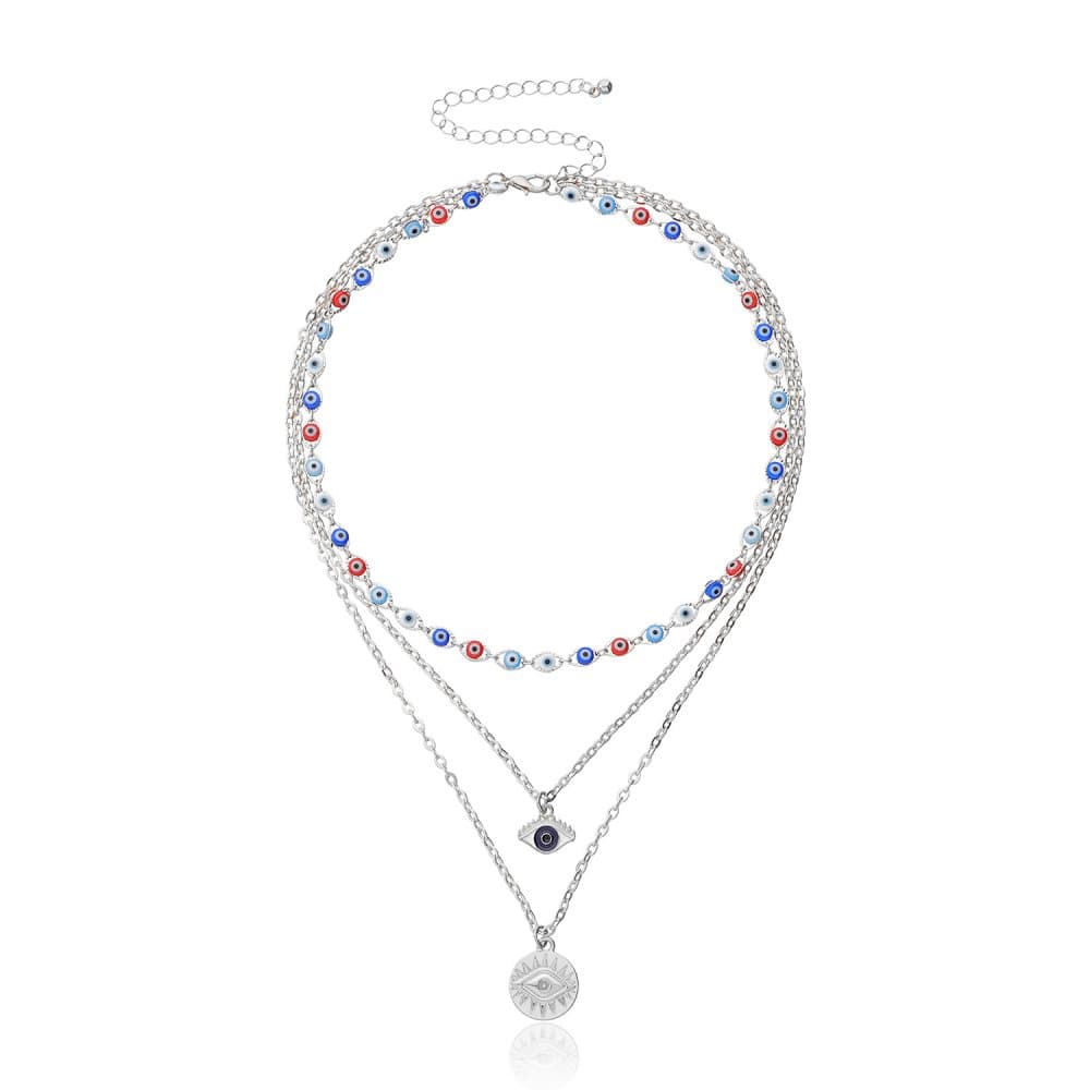 Multi-Layer Evil Eye halsband Silver