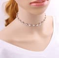 Miniatyrbild 1 av 5: Silver Halsband / Choker - Kedja & Glittrande Rhinestones/Strass