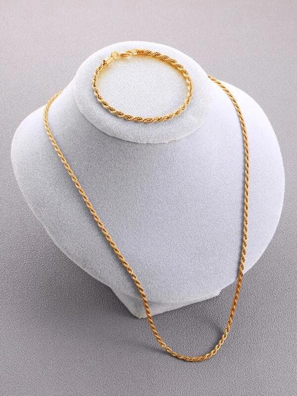 Lyx Guldpläterad Halsband Armband set
