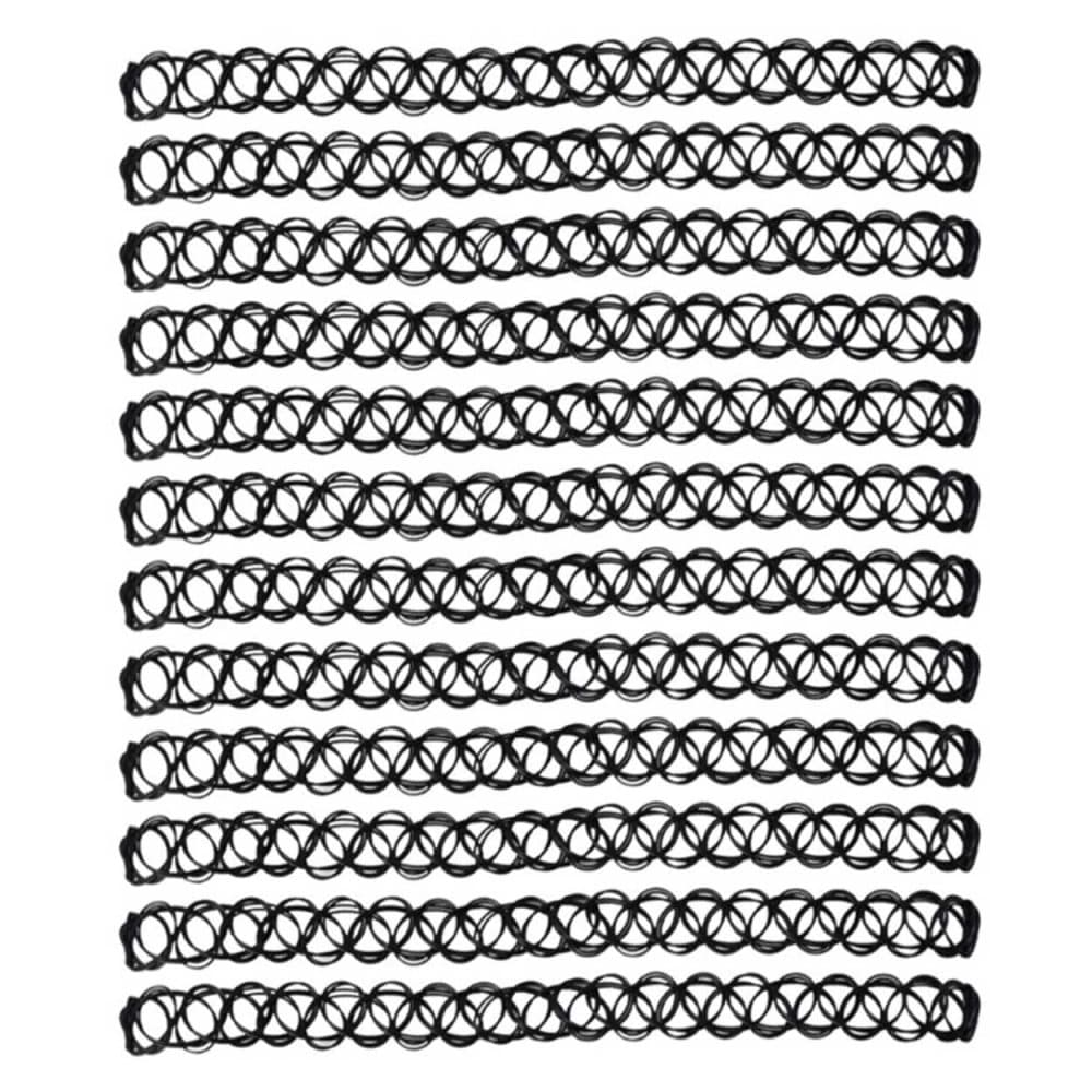 12-pack Svarta Choker Halsband Stretch Spets Lace