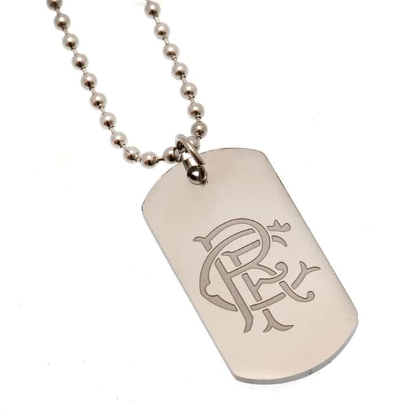 Rangers FC Engraved Dog Tag And Chain Silver One Size