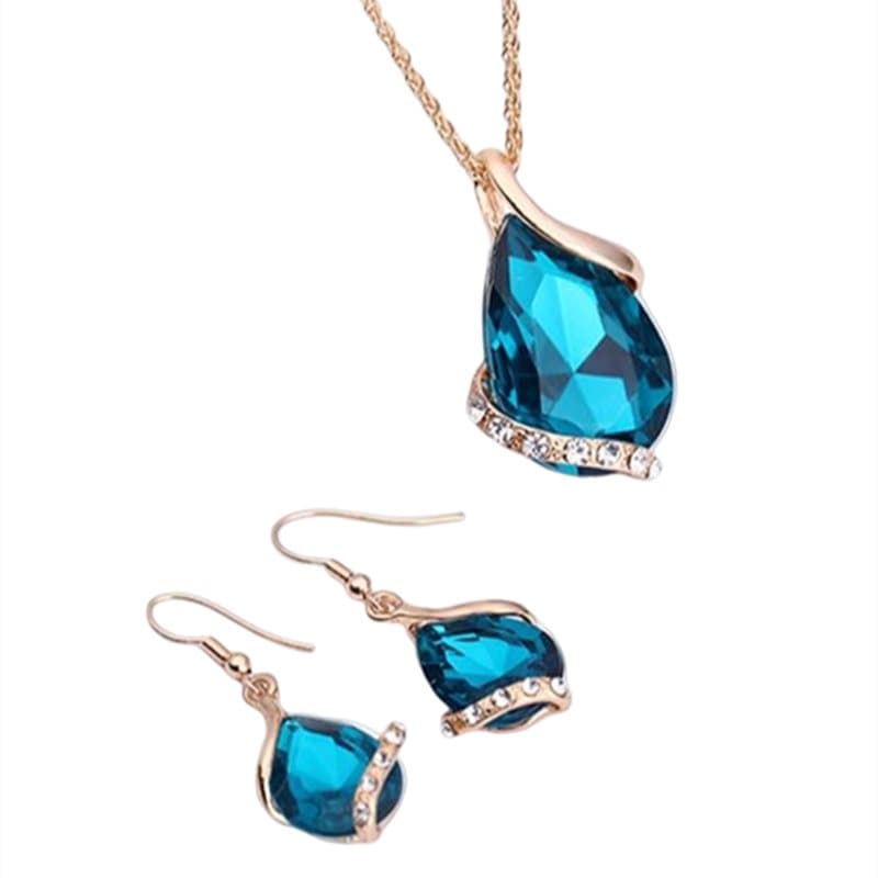 Halsband Örhängen Set Blå
