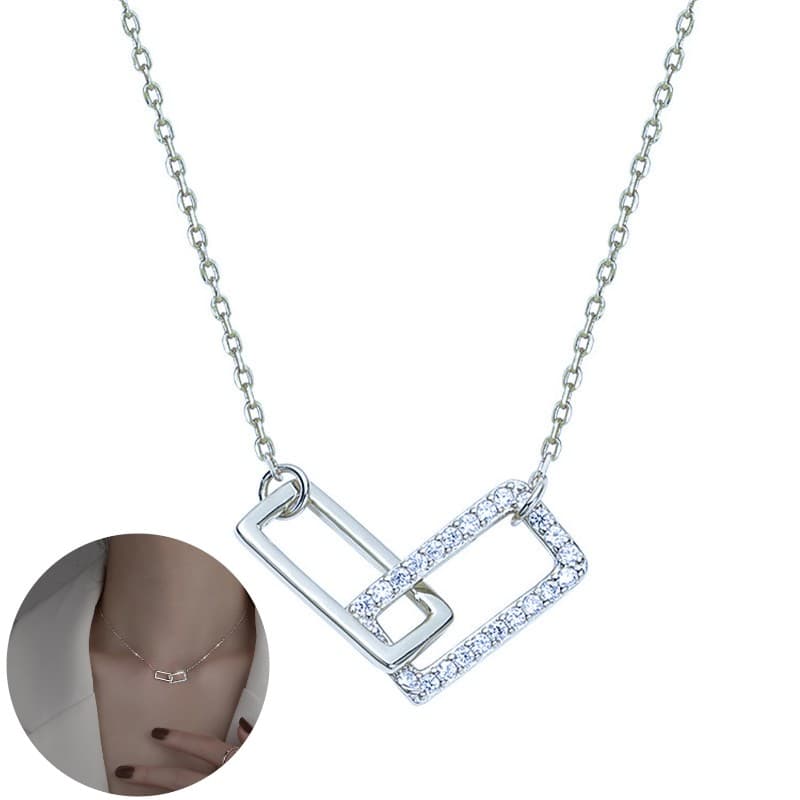 Fyrkantigt Minimalistiskt Cubic Halsband Silver