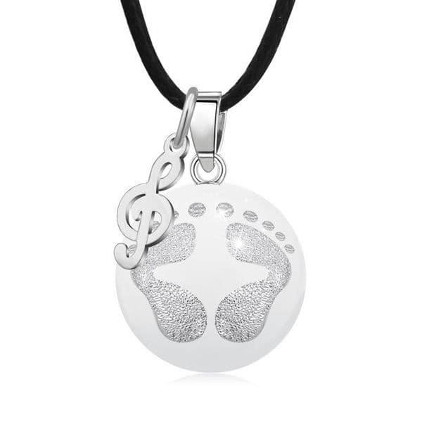 Gravid bola halsband med fotavtryck och musiknot