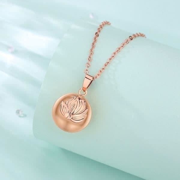 Koppar Lotus Flower Graviditet Bola Halsband
