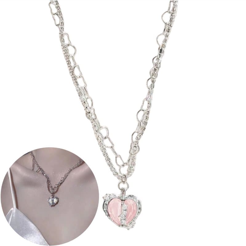 Hjärta halsband Rosa