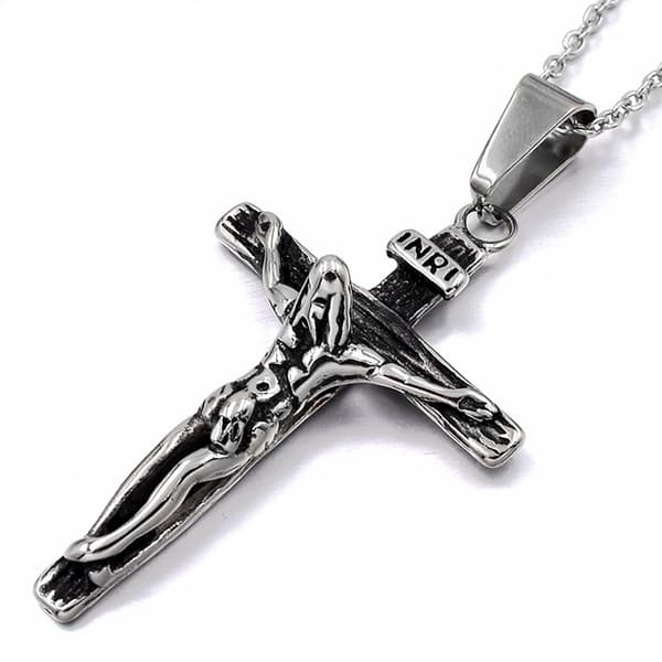 Stilrent Jesus Kors HÖG KVALITET Halsband Silver