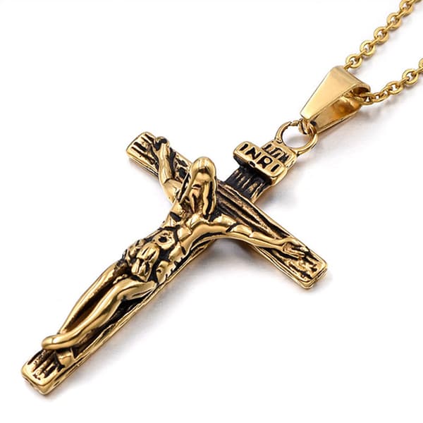Exklusivt Jesus Kors HÖG KVALITET Halsband Guld