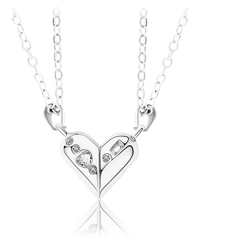 Magnetisk matchande halsband för par Best Friends 2-pack Silver