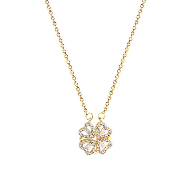 Zirkon hjärta halsband Guld