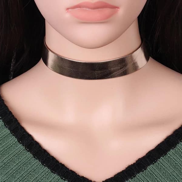 Blänkande Brett Metallic Rosé Guld Choker / Halsband