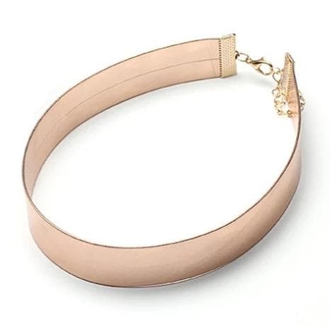 Blänkande Brett Metallic Rosé Guld Choker / Halsband