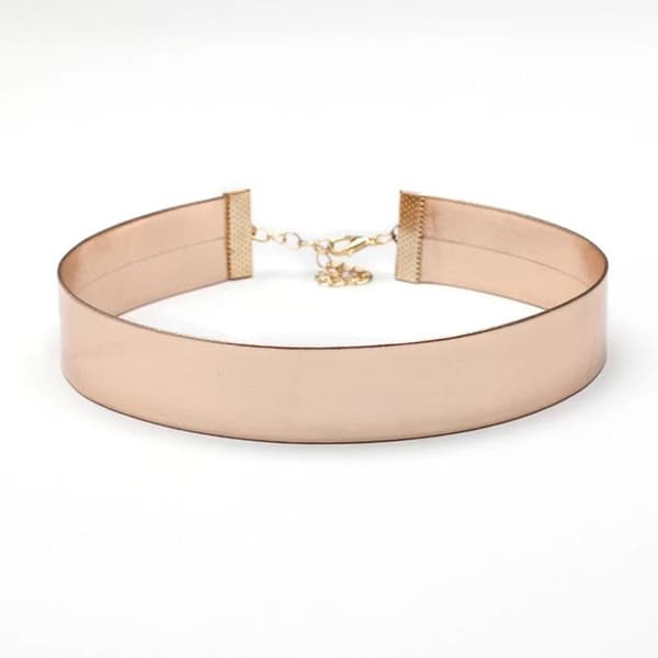 Blänkande Brett Metallic Rosé Guld Choker / Halsband