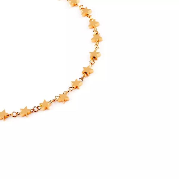 Guld Halsband / Choker med en rad Stjärnor
