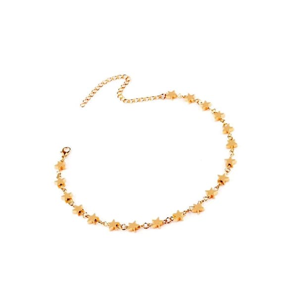 Guld Halsband / Choker med en rad Stjärnor