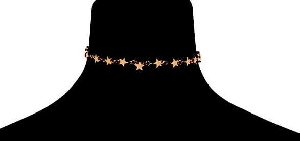 Guld Halsband / Choker med en rad Stjärnor