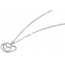 Silver Halsband i Stål - Stilrent med Dubbla Hjärtan / Heart
