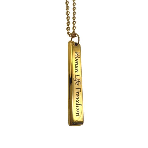 Halsband med woman life freedom text på persiska 2 sidor Guld One-size