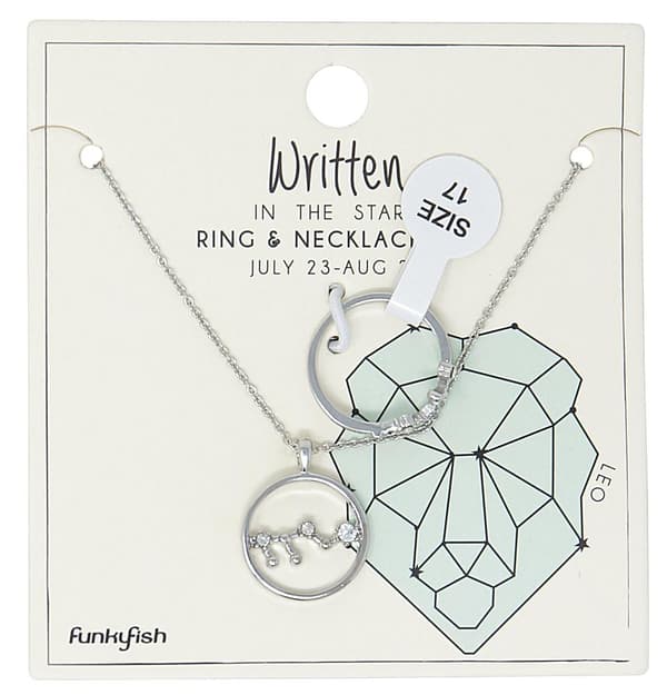 Silver Smyckesset - Halsband & Ring - Stjärntecken / Lejonet