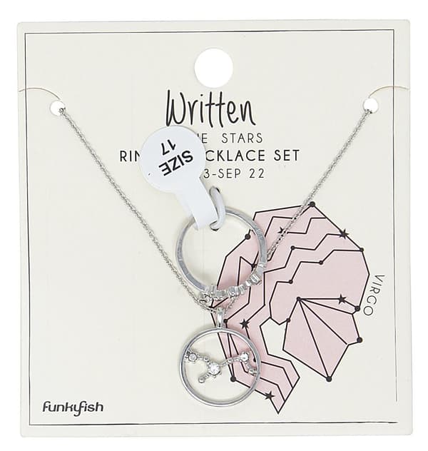 Silver Smyckesset - Halsband & Ring - Stjärntecken / Jungfrun