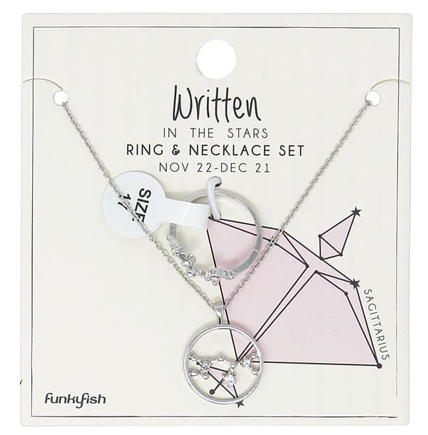 Silver Smyckesset - Halsband & Ring - Stjärntecken / Skytten