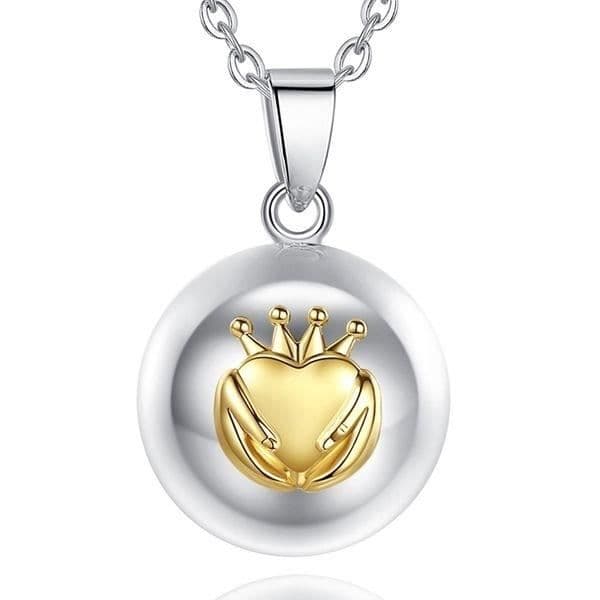 Hjärta och krona graviditet bola och framtida mamma present halsband