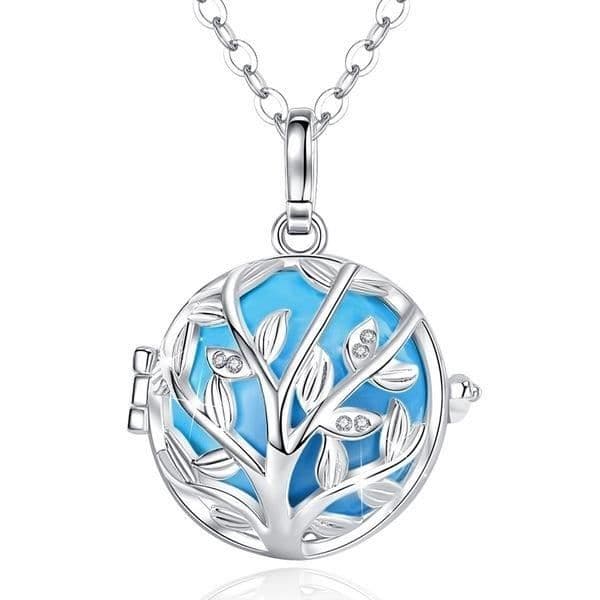 Halsband Graviditet Bola bur Livets träd med Blue Strass
