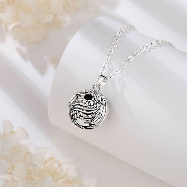 Graviditet bola fjädrar Yin och Yang halsband juvel framtida mamma