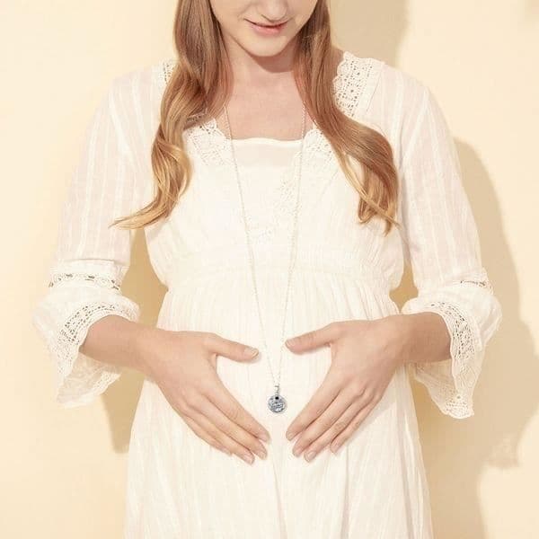 Graviditet bola fjädrar Yin och Yang halsband juvel framtida mamma