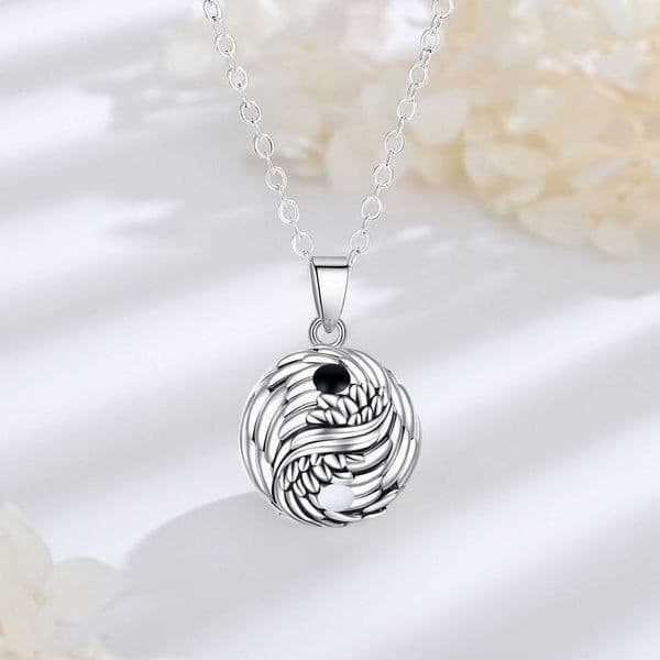 Graviditet bola fjädrar Yin och Yang halsband juvel framtida mamma