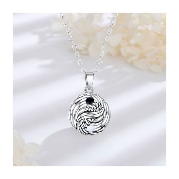Graviditet bola fjädrar Yin och Yang halsband juvel framtida mamma