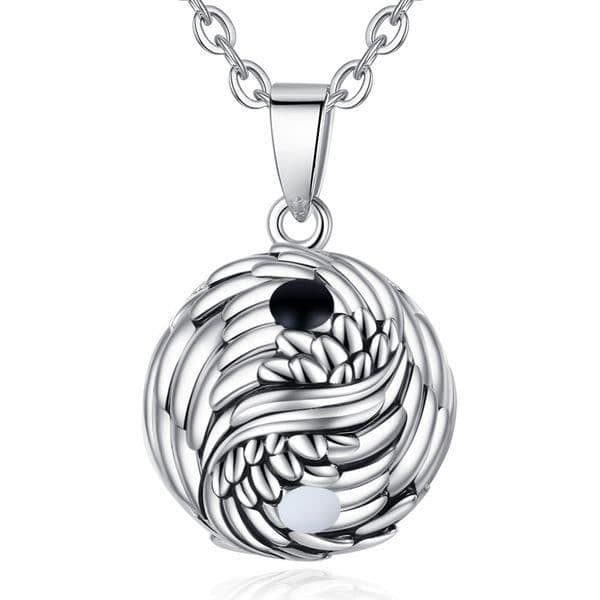 Graviditet bola fjädrar Yin och Yang halsband juvel framtida mamma