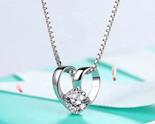 Linked Heart Pendant 925 sterling Silver Chain Necklace Jewellery Womens Gifts