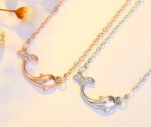 Cute Dolphin Pendant 925 Sterling Silver Chain Necklace Women Jewellery Gifts UK