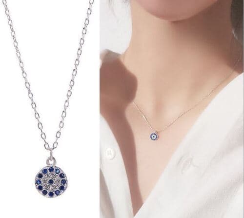 Devil's Eye Pendant 925 Sterling Silver Chain Necklace Women Jewellery Love Gift