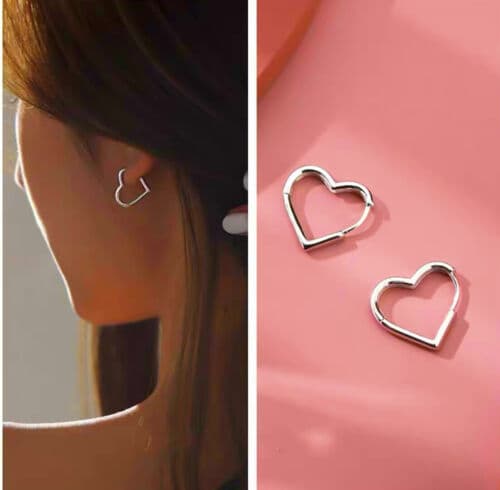 Hinged Hoop Sleeper Circle Heart 925 Sterling Silver Earrings Women Jewellery UK