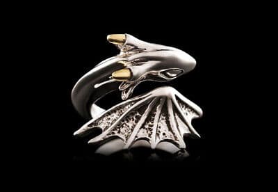 Vintage Retro Dragon Adjustable Ring 925 Sterling Silver Womens Men Love Gift UK