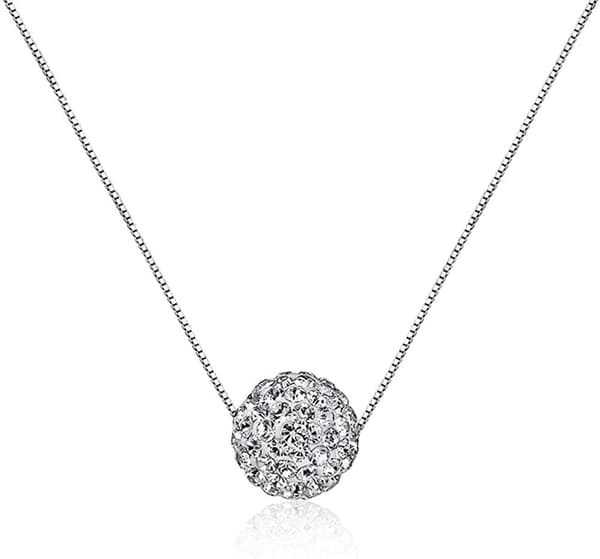 Halsband med full shinning diamantkula. 925 Sliver !!